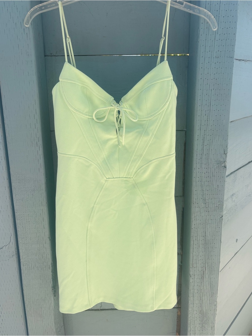 ZARA Lace-Up Mint Green Mini Dress New With Tags